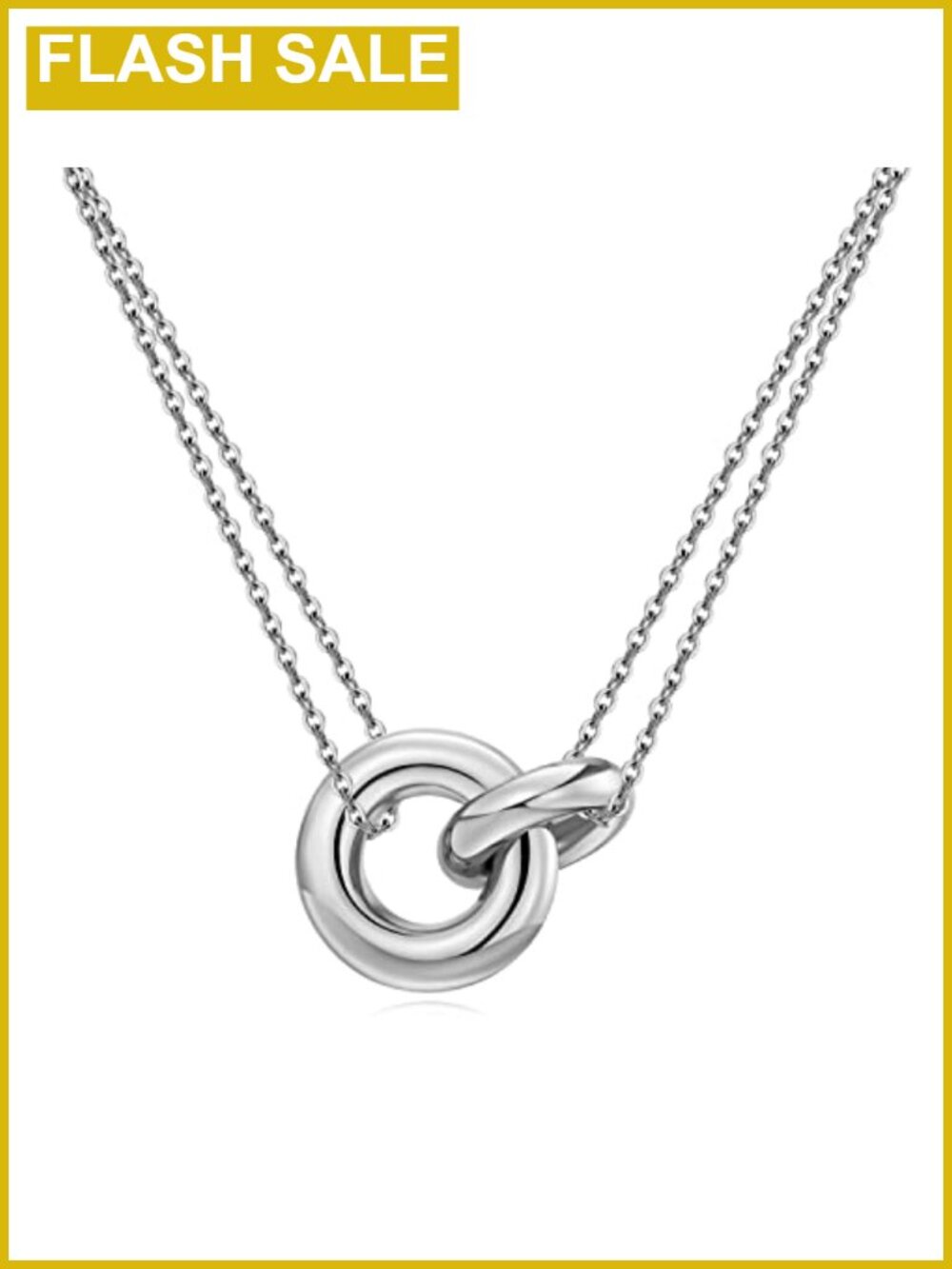 Dainty Gold Plated S925 Sterling Silver Interlocking Circle Heart Necklace